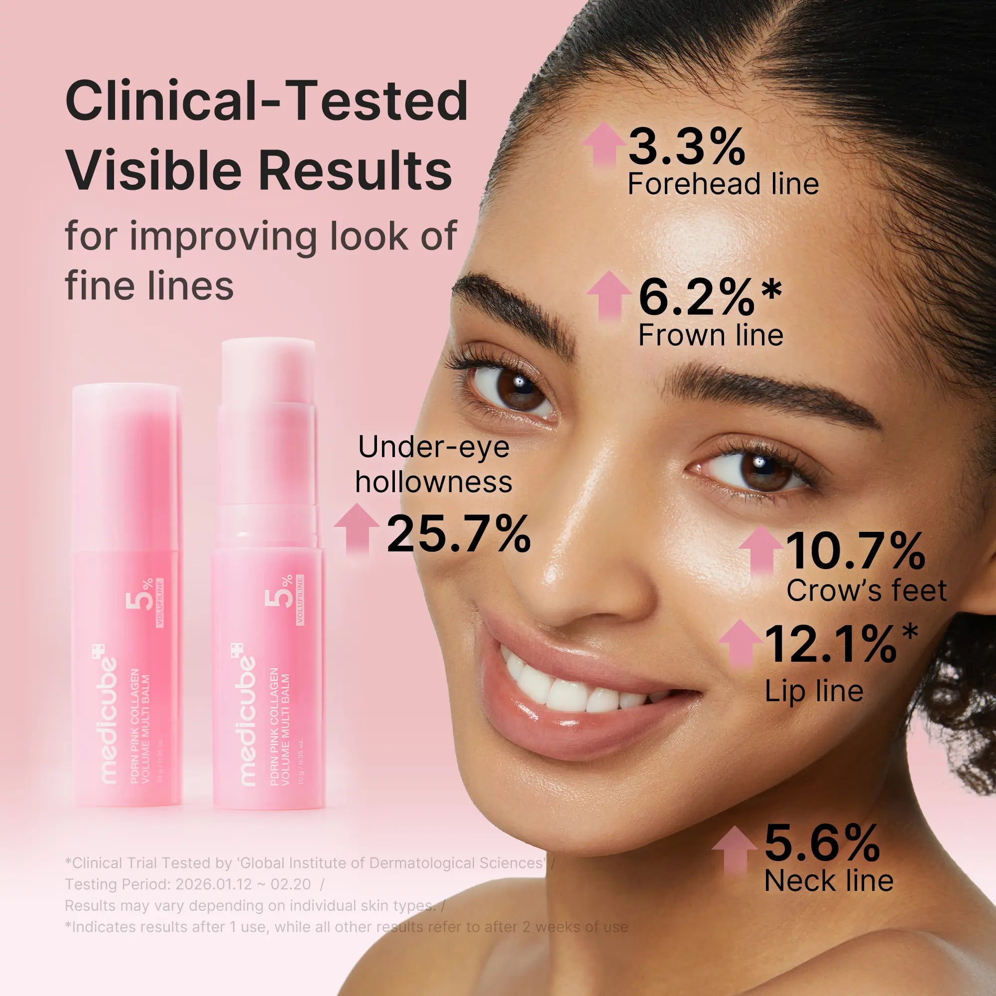 Medicube PDRN Pink Collagen Volume Multi Balm - All-in-One Volufiline, PDRN, and NAD Stick for Youthful Appearance, Fine Line Reduction, Firming, and Anti-Aging Care for Under-Eyes, Neck, Forehead, Smile Lines, and Lip Care - Korean Skincare