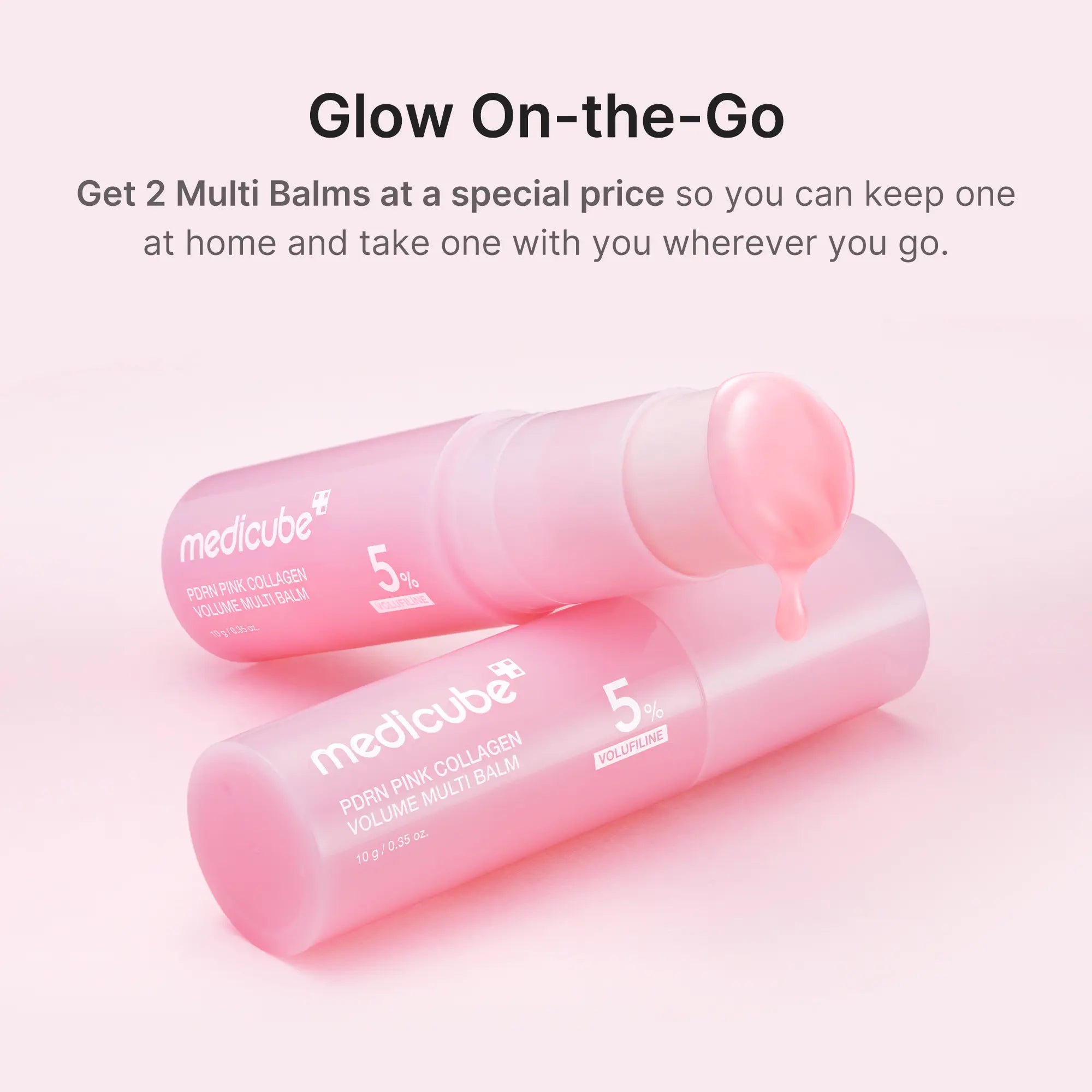 Medicube PDRN Pink Collagen Volume Multi Balm - All-in-One Volufiline, PDRN, and NAD Stick for Youthful Appearance, Fine Line Reduction, Firming, and Anti-Aging Care for Under-Eyes, Neck, Forehead, Smile Lines, and Lip Care - Korean Skincare