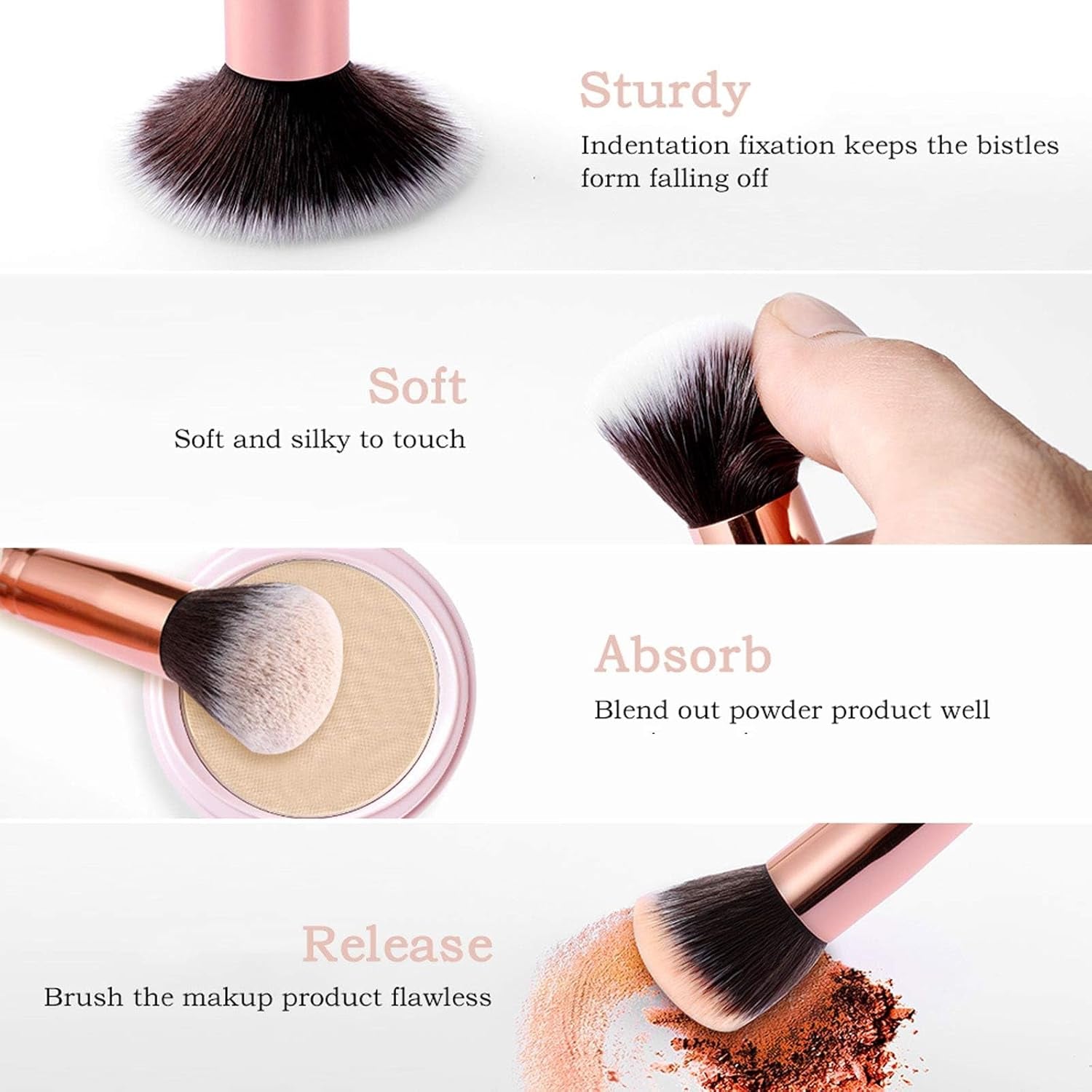 15-Piece Premium Marble Makeup Brush Set with Synthetic Kabuki Brushes for Powder, Blush, Contour, Foundation, Concealer, and Eyeshadow, Includes Makeup Sponge