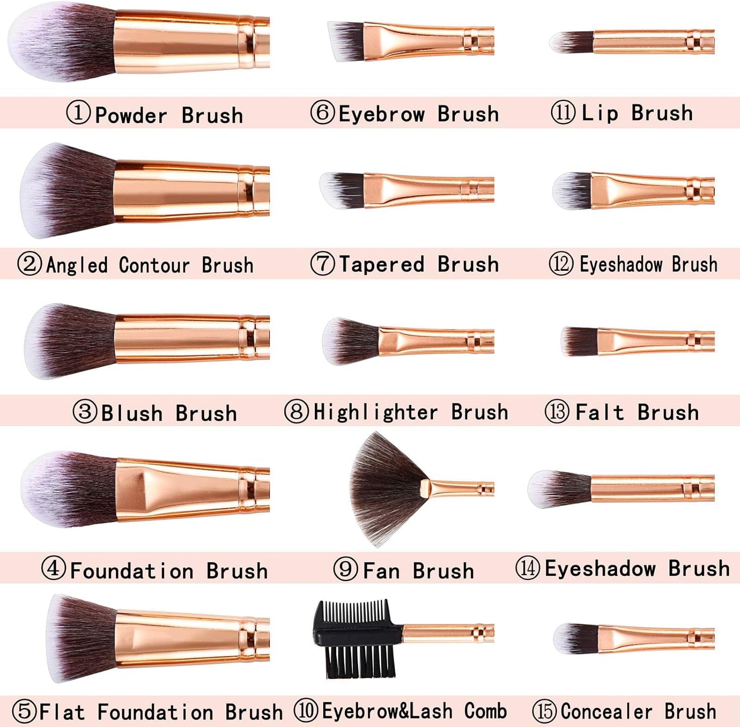 15-Piece Premium Marble Makeup Brush Set with Synthetic Kabuki Brushes for Powder, Blush, Contour, Foundation, Concealer, and Eyeshadow, Includes Makeup Sponge