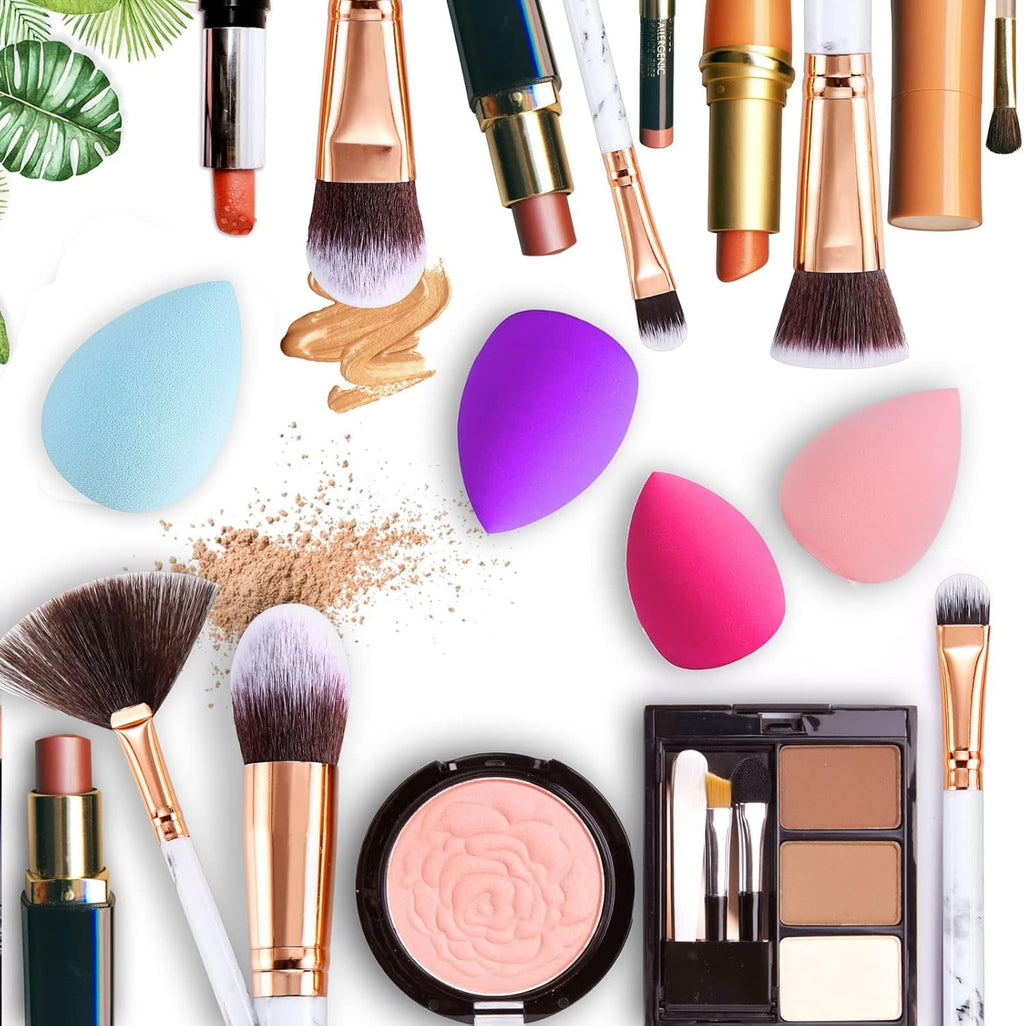 15-Piece Premium Marble Makeup Brush Set with Synthetic Kabuki Brushes for Powder, Blush, Contour, Foundation, Concealer, and Eyeshadow, Includes Makeup Sponge